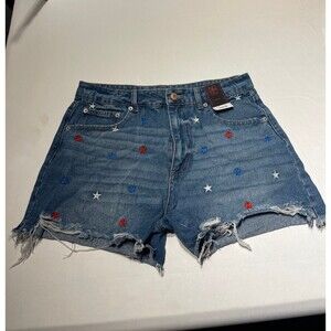No Boundaries High Rise Destructed Midi Shorts  Size 11 New With Tags